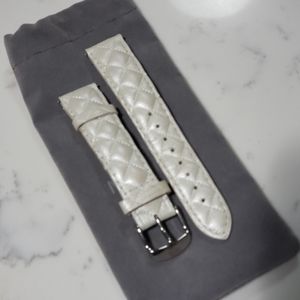 Michele Ivory Quilted Leather Watch Band -18mm